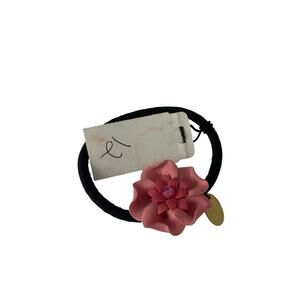 pink flower hair tie with rhinestone
